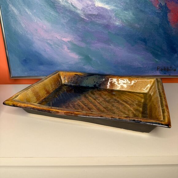 Bill Campbell Crystaline Glaze Serving Tray Signed Studio Pottery Rectangular - Picture 4 of 13